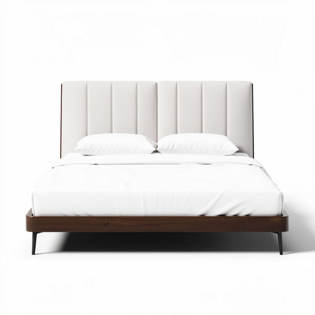 Letto matrimoniale con testiera imbottita per camera da letto – 200 x 160 x 100 cm