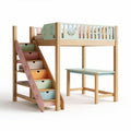 Letto a castello in legno con scala e scrivania per camera dei bambini – 200 x 100 x 150 cm