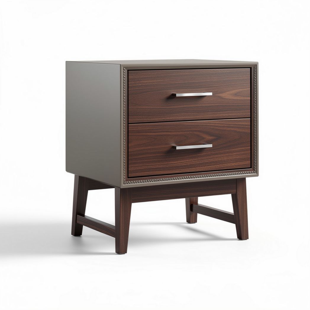 Comodino in legno con due cassetti per camera da letto – 50 x 40 x 60 cm