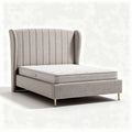 Letto matrimoniale con testata imbottita per camera da letto – tessuto poliestere – 200 x 160 x 100 cm