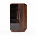 Mobile contenitore in legno con ante scorrevoli per soggiorno – 80 x 40 x 130 cm