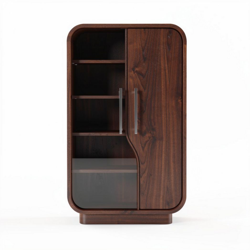 Mobile contenitore in legno con ante scorrevoli per soggiorno – 80 x 40 x 130 cm