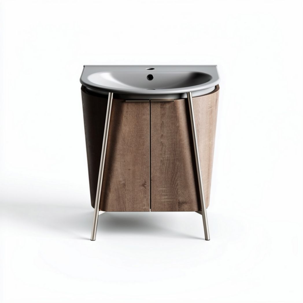 Mobile lavabo in legno con struttura in metallo per bagno – 60 x 40 x 85 cm