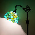 Floor Lamp Green Turtle Back Bamboo Leaves Stained Glass Reading Lamp with Adjustable Shade for Bedroom Living Room Office