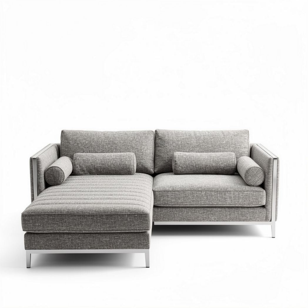 Divano angolare in tessuto per soggiorno – 210 x 90 x 85 cm