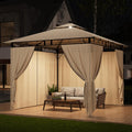 3 x 3 Waterproof Cold Proof Gazebo Garden Gazebo with Metal Frame, Patio Gazebos, Beige
