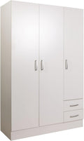 Composad | Easy Line Wardrobe with 3 Doors and 2 Drawers, Bedroom, Wardrobe with Doors, (WxHxD) 119.5 x 184.5 x 46 cm, White Made in Italy