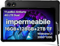 UMIDIGI Rugged Tablet 11 2K,16GB+128GB/TF 2TB Tablet Android,10000mAh Impermeabile Tablets con Dual SIM 4G LTE,2GHz Octa-Core, Tablets,Dual 16MP, 4 Altoparlanti Stereo,2.4+5G Wifi/GPS/