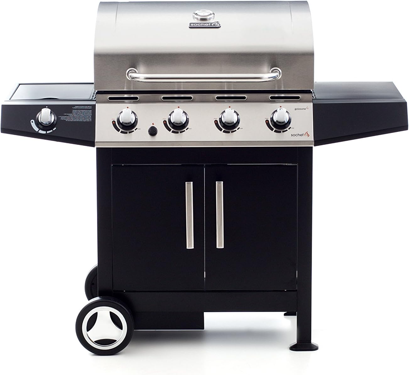 Sochef Golosone 4 Barbecue, Nero/Acciaio, 57x136x115 cm