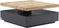 Vente-unique-Tavolino 1 cassetto e piano girevole in MDF Antracite e Rovere - KYRIA