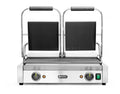 HENDI Piastra Elettrica a Contatto Doppia, Grill/Griglia Panini Professionale, Piastre Rigata in Ghisa Smaltata, 230V, 3600W, 570x375x(H)216mm, Acciaio Inox