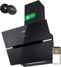 CIARRA CBCB6736F Classe A+++ Cappa Aspirante Inclinata 60 cm 650m³/h Controllo touch 4 livelli con Filtro Carbone CBCF003 Riciclaggio Evacuazione Cappa Decorativa Nero