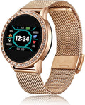 KNN Orologio intelligente da donna alla moda con cardiofrequenzimetro, contapassi, Bluetooth per IOS Android, E(E) (A)