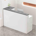 Scrivania da ufficio moderna in rovere bianco, 140 cm, per abbigliamento e mini mercato, design semplice ed elegante, configurazione giusta per spazi di lavoro eleganti