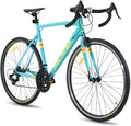 HILAND Daring Bici da Città e da Pendolare 28”, 14 Velocità, Telaio in Alluminio da 49/53/57 cm, 700C Bicicletta Stradale per Uomo e Donna, Freni Caliper, Nero/Rosso/Verde