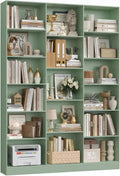 FirFurd 188cm di Altezza Libreria Scaffale, Libreria da Parete a 17 Scomparti Aperti, Scaffale Portaoggetti Aperto, Vetrina, Porta CD per Soggiorno, Studio, Ufficio, 149x23.5x188cm (Verde)