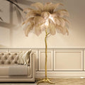 Ostrich Feather Floor Lamp, Modern LED Floor Lamp Dimmable Luxury Reading Lamp for Living Room Bedroom (Brown, 170cm)