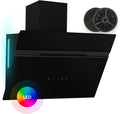 Klarstein Alina - Cappa Aspirante, 60cm Cappa a Parete, 600 m³/ora, LED 9 Colori, Touchscreen, Classe A, 52 dB, Nero, Ricircolo  Scarico