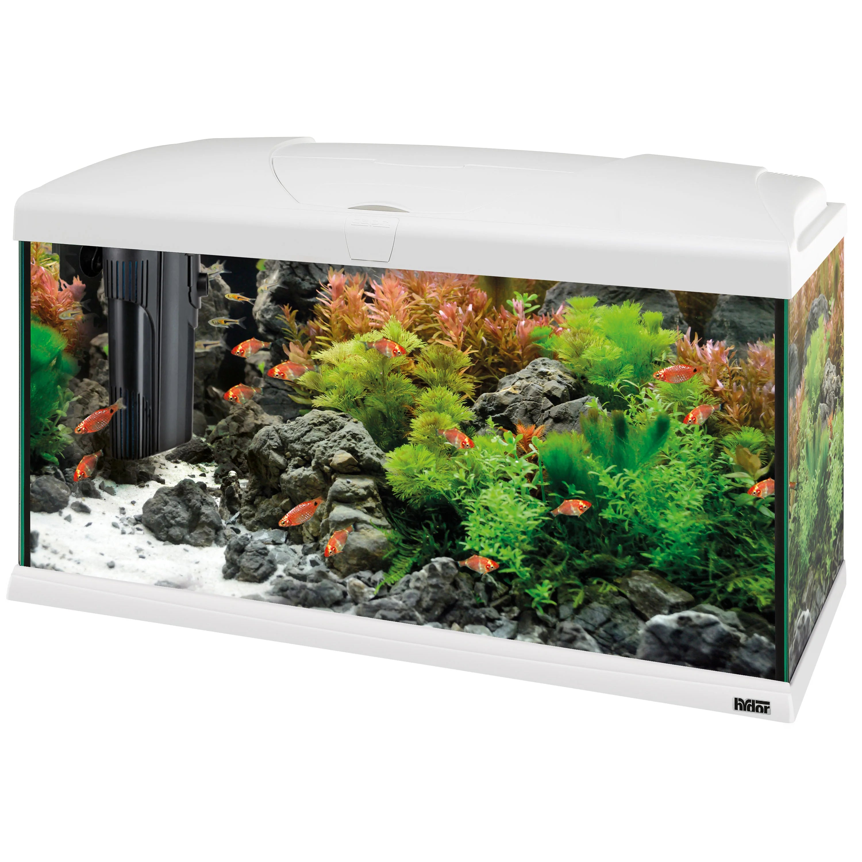 CAPRI 80 LED PLUS Acquario da 100 Litri – Illuminazione LED Avanzata e Sistema di Filtrazione BluWave(Bianco)