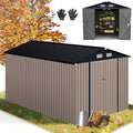 RELAX4LIFE Casetta da Giardino 350 x 223 x 197 cm,con Tetto Inclinato e Porta Doppia, con 4 Finestre Traspiranti, Magazzinaggio Attrezzi
