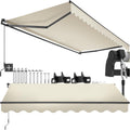 tectake®, Outdoor Awning with Extendable Arms, Roller Blind, Crank, Waterproof, UV Protection, Polyester Fabric, Aluminium Frame, Porch, Balcony, Terrace - 300 x 250 cm Beige