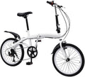 Bicicletta pieghevole da 20 pollici, per adulti, a 7 marce, da campeggio, da città, colore bianco, per uomini e donne, per città e campeggio